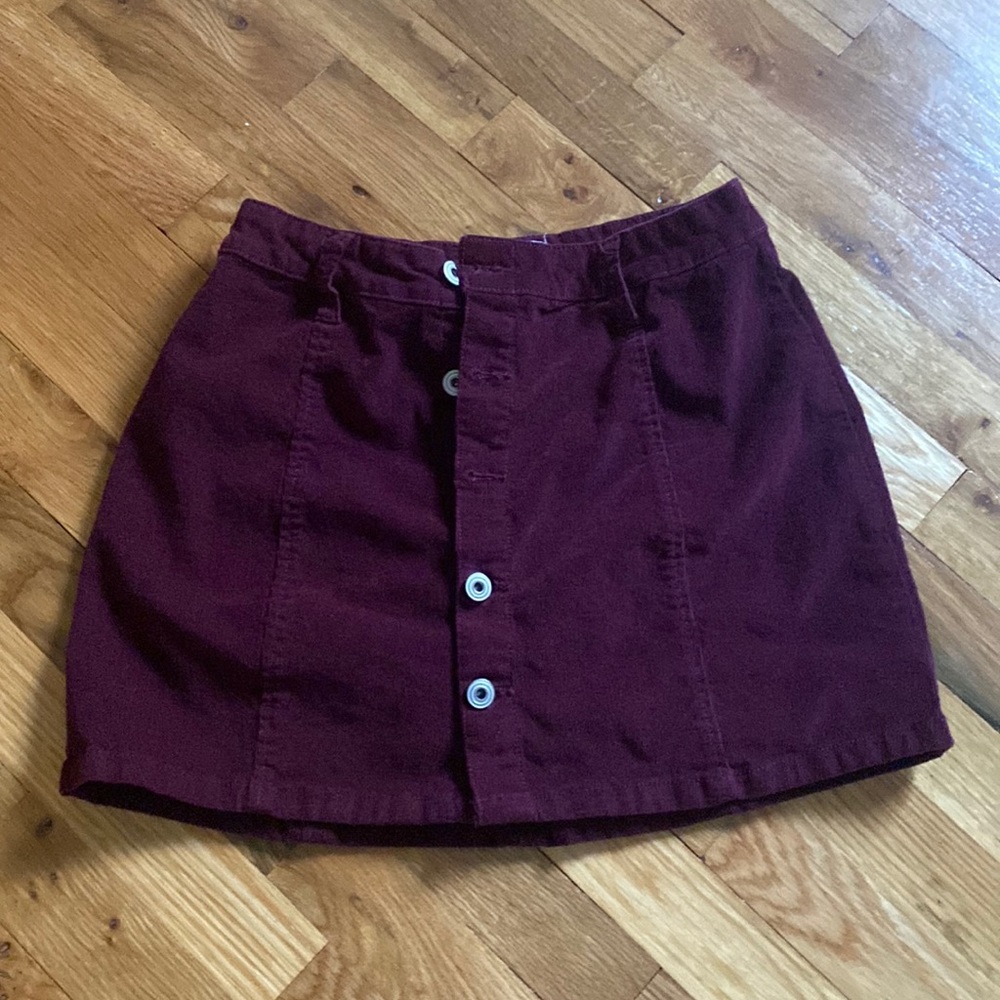 Burgundy Corduroy Mini Skirt!